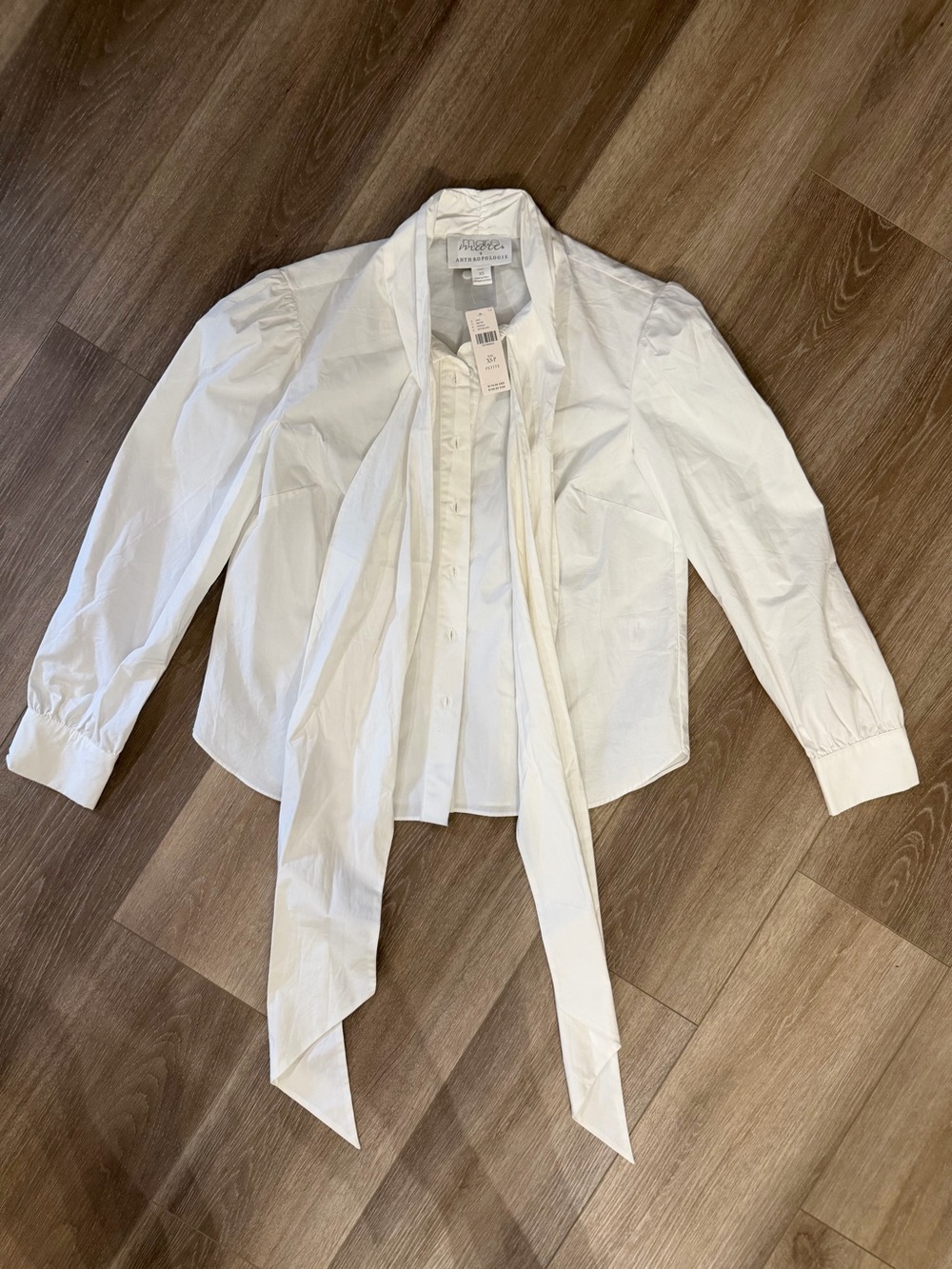 Mare Mare x Anthropologie White Bow Tie Neck Blouse size XS